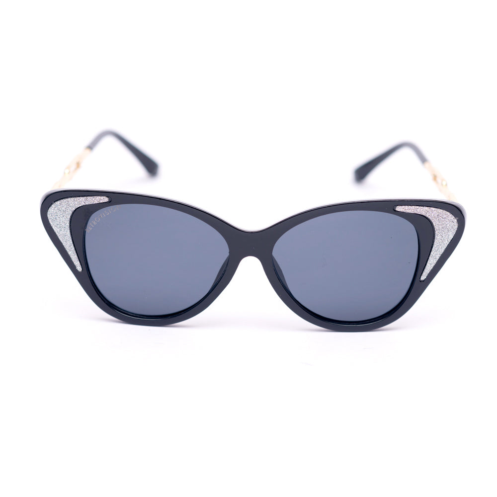 Anteojos Sol Retro Cat Eyes Cadena Negro